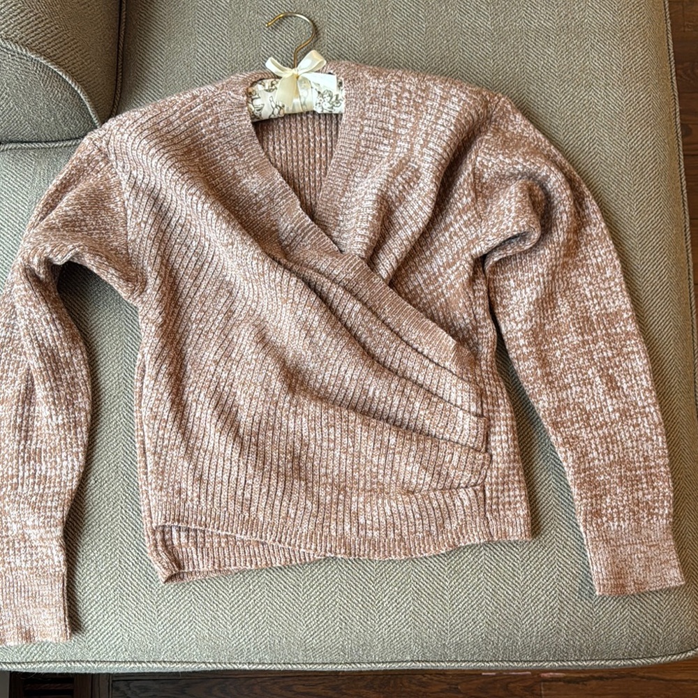 Wrap Cross Drop Tan Women’s Sweater